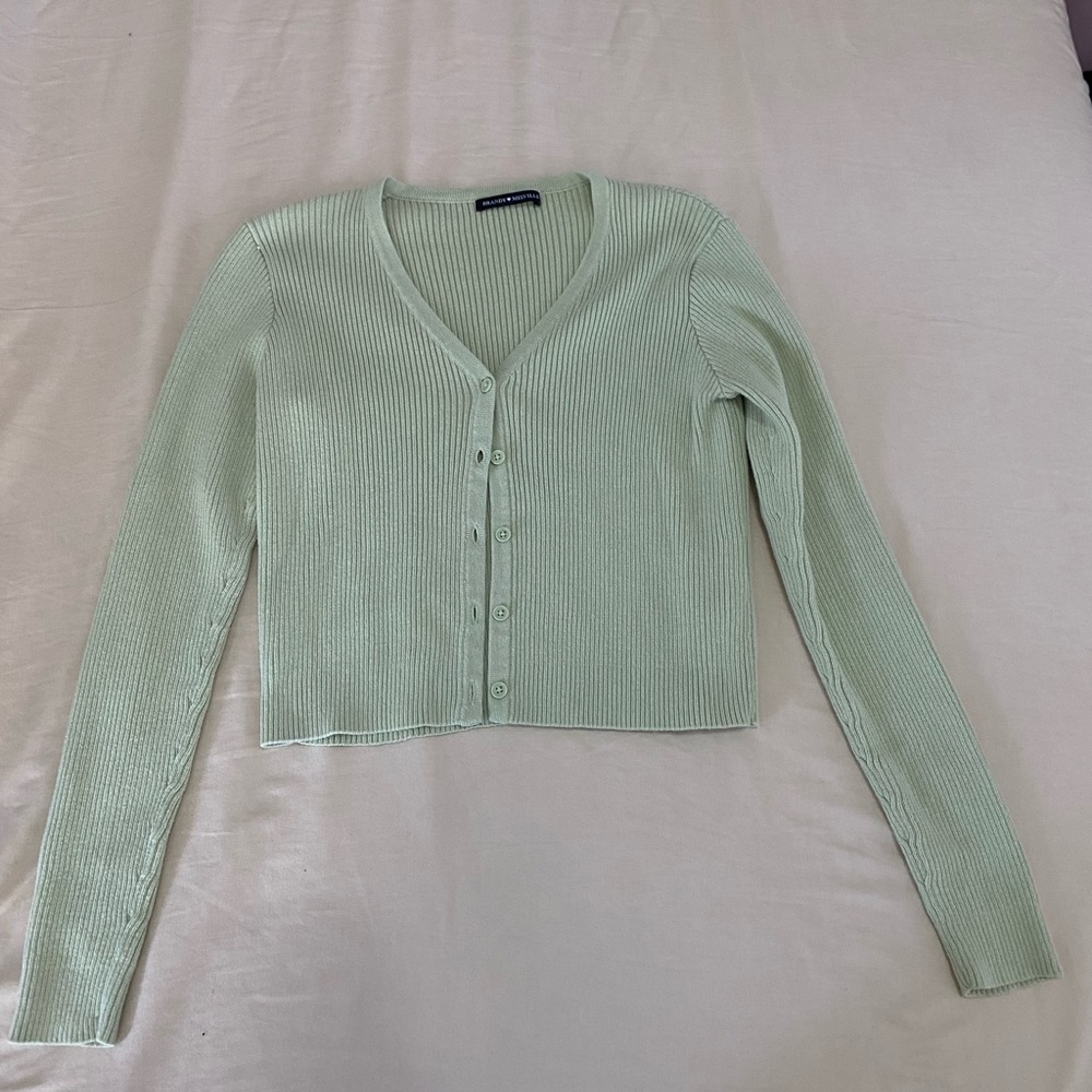 Brandy Melville light green button up cropped sweater
